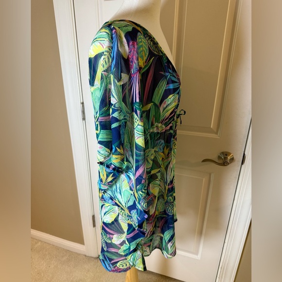 Blu Rod Beattie Tropical Floral Print Women's Swimsuit Cover-Up- Caftan-Size S - Picture 5 of 6